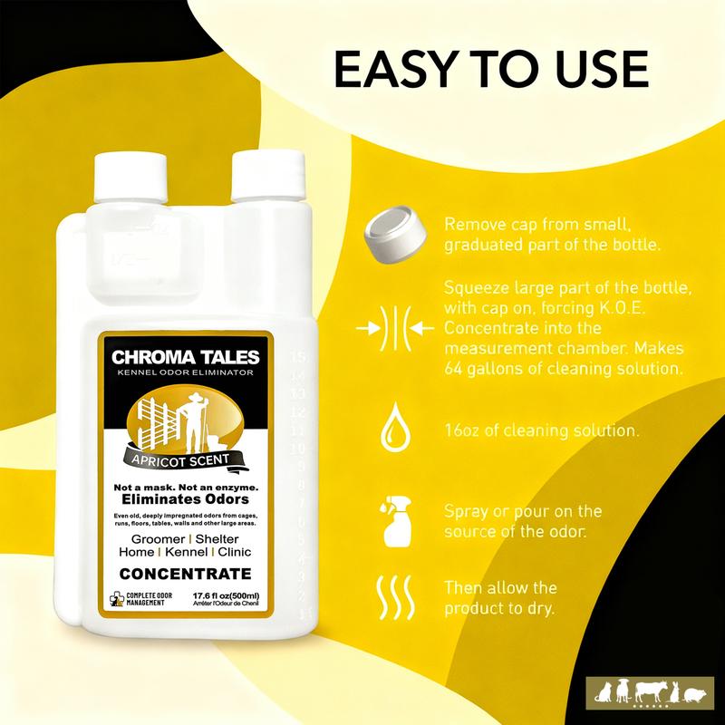 16oz Concentrated Kennel Odor Eliminator Powerful Non-Enzymatic Formula Fresh Apricot Scent Long-Lasting Pet Deodorizer for Kennels Floors Home Cleaning