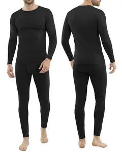 NY Threads Thermal Underwear Set for Men, Cold Weather Long Johns, Large Black Base Layer