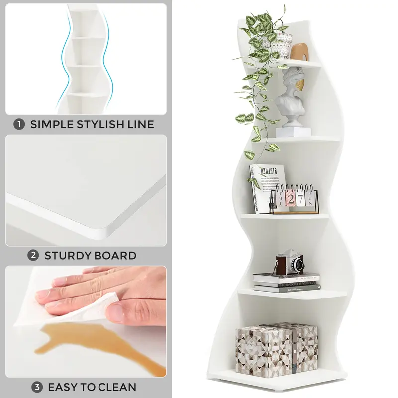 Tribesigns Modern 5-Tier Corner Bookshelf for Home Decor