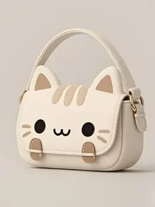 Adorable Cat Handbag Crossbody Backpack, Cute Cartoon Kitty PU Bag, Soft Plush Ear Student Bag, Perfect Gift for Friends and Girlfriend