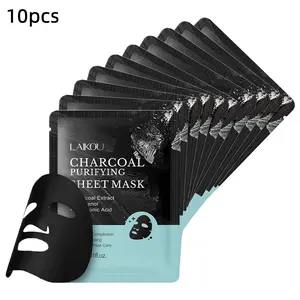 Charcoal Purifying Facial Mask, 10pcs/set Oil Control & Pore Care Facial Mask, Moisturizing Facial Skin Care Mask for Women & Men, Hydrating Face Mask