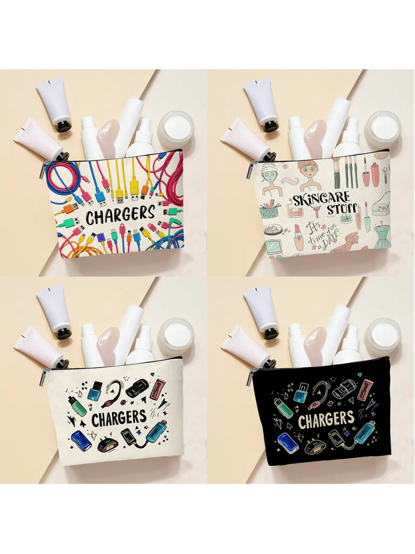 Hippie-style peace art makeup bag, beautiful memories, camping gift, women's cosmetics storage