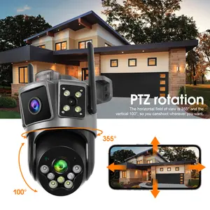 COOHILIGH 2K Wireless Dual Lens Security Camera with Color Night Vision, Two Way Audio, 360° Pan Tilt, Motion Tracking for Indoor Outdoor Home Yard Garage