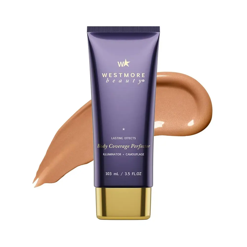 Beauty Body Coverage Perfector 3.5oz with XL Buffer Brush | Full Coverage Body Makeup for Scars, Tattoos, Veins & Spots