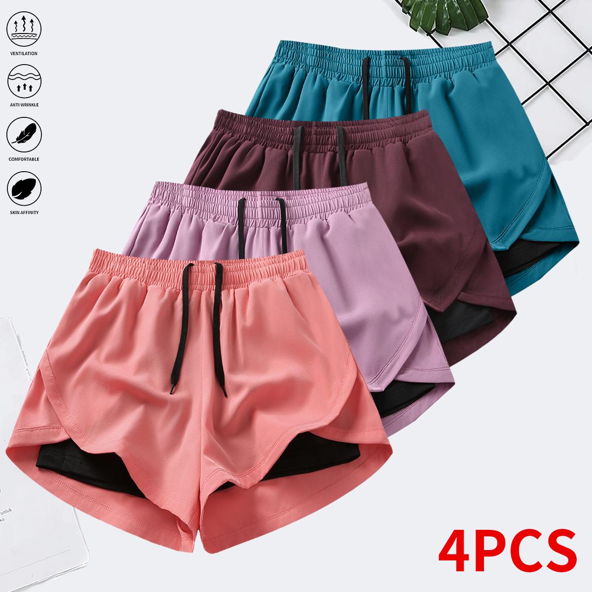 Women’s athletic shorts—anti-exposure design, quick-dry casual running/fitness pants, loose high-waist style for outdoor wear; yoga pants/fitness pants; multiple color combinations available.,summervibes