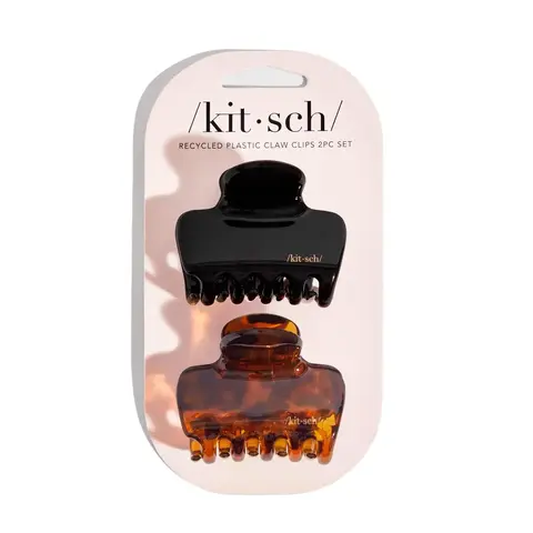 Recycled Plastic Cloud Claw Clips 2pc Set - Black & Tort
