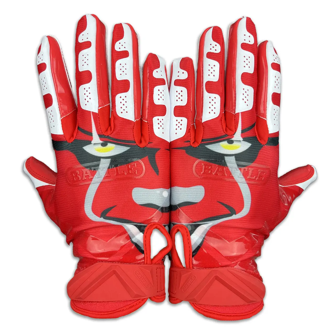 Clown23 Battle Cloaked Adult Football Receiver Gloves Ultra-Stick Palm PerfectFit Material NCAA/NOCSAE Standards 90-Day Durability Guarantee