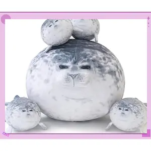 SQEQE Chubby Seal Pillow Plush with 4 Baby Seal Plushies in Her Tummy, Stuffed Cotton Plush Animal Toy Gift for Kids(Gag Toys & Practical Jokes)(Gag Toys & Practical Jokes)