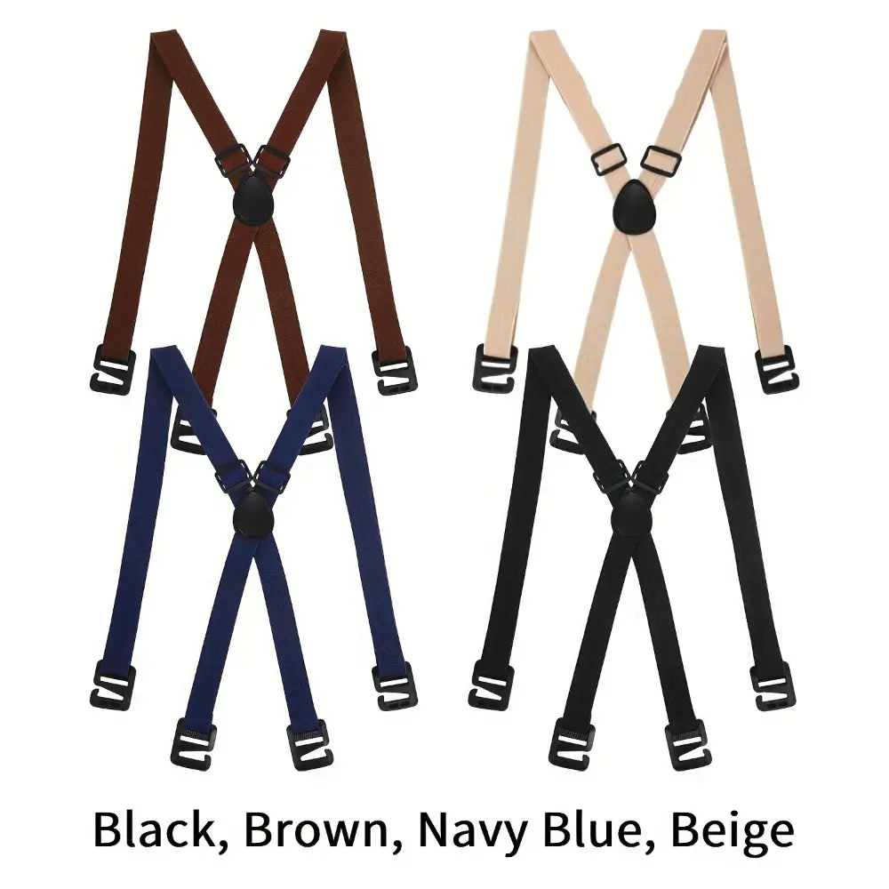 Men's 4-Piece Hidden Suspenders - X-Back 2.5cm Polyester Design with Adjustable Elastic Straps, Clip, Adjustable Strap Tie, 48.8in for Formal/Casual Wear, Male
