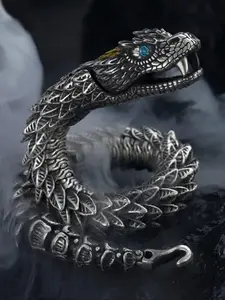 Vintage Snake Design Cuff Bracelet, Punk Style Hand Adjustable Jewelry for Party, Daily Clothing Decor for Men, Witchy Jewelry