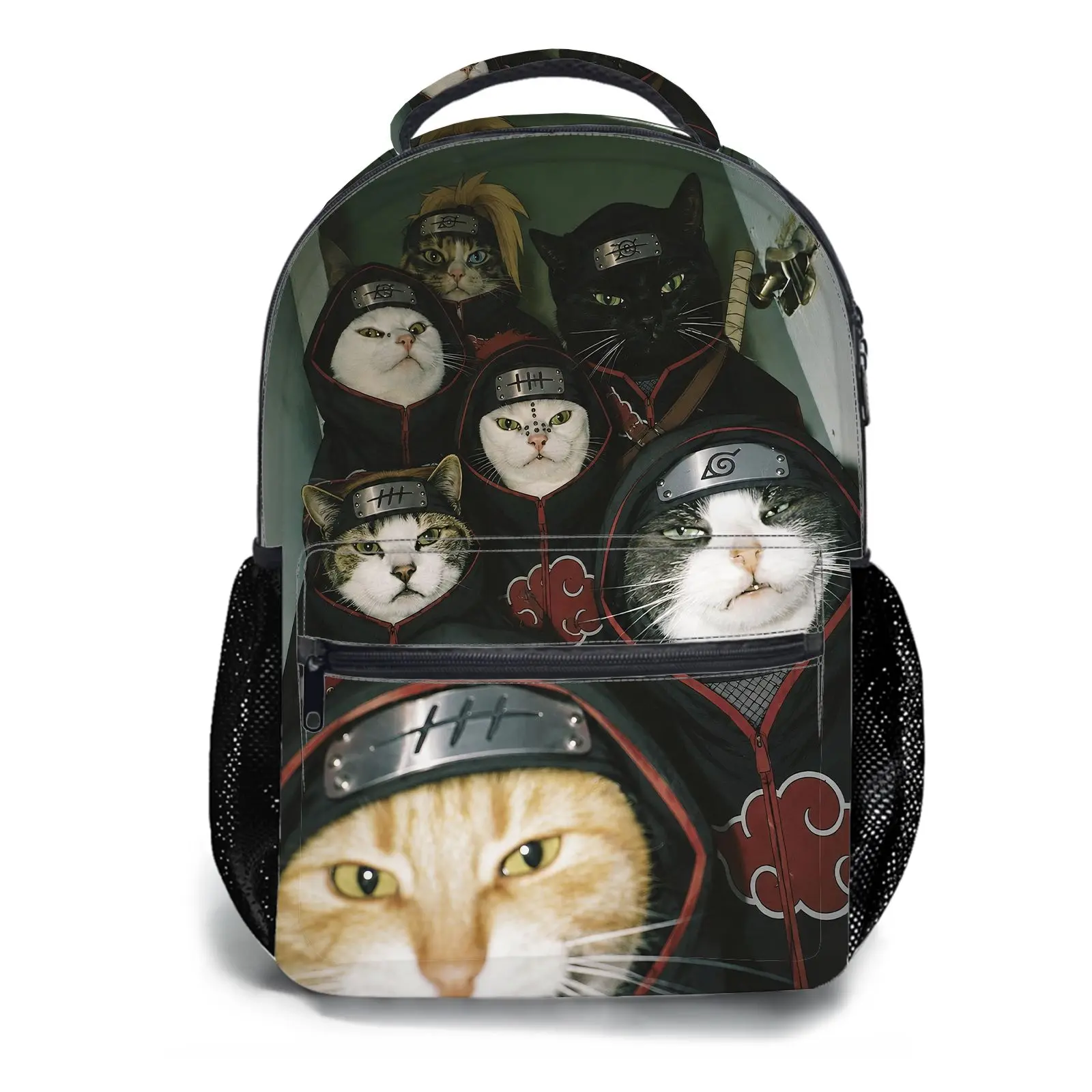 Men's and women's backpacksStudent Schoolbag Childrens Schoolbag High Quality Schoolbag Gift For Anime Akatsuki Cat Pattern Print Durable Fabric Lightweight Design For Kids Teens Daily Use School Travel 1 Piece
