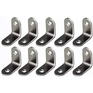 Framing Hardware 1/2 x 1/2 Zinc Plated Steel Corner Brace L Brackets with Screws for Frame Corners, Stacked Frames, Stretched Canvas, Shelving - 10 Pack