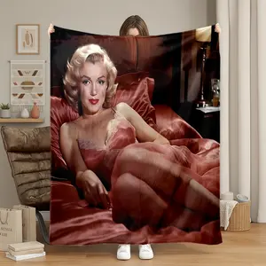 Marilyn Monroe Vintage Flannel Blanket, HD Digital Print, Soft Warm Throw for Sofa, Office Bed, Camping, Travel, All Seasons Gift