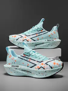 Unisex Fresh Mint Blue Splash Running Shoes, Breathable Mesh Casual Sports Sneakers, Workout Sneakers, Round Toe Hidden Wedge, All Seasons Comfort