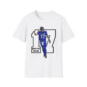 #17 Football Player Illustration T-Shirt | Number Graphic, 'Ride the River'