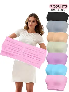 【Plus Size】solid Color Bandeau Bra, Casual Comfortable Breathable Bra for Daily Wear, Women's Plus Size Lingerie for All Seasons, Straplessbra