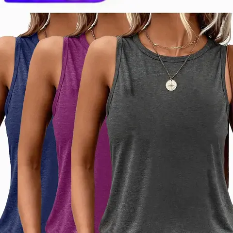 Women's Solid Round Neck Fitted Breathable Tank Top, Casual Basic Sleeveless Crew Neck Top for Summer, Ladies Clothes for Daily Wear, Sleeveless Tank Tops