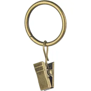 30 count Antique Brass Clips Curtain Hooks for Curtain Rod, This Small Drapery Curtain Ring with Clips Hook Fit Up to 1.0 -inch Drapery Panel (1 1/4-Inch Inner Diameter)