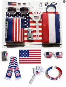 6-in-1 Soccer Game Fan Cheering Kit, Footballseason, midsummer, Soccer, Scarf, Glasses,Wristband, Racket, Face Painting, Flags, SportingEvent Spectator Cheering Props, Festive Events,Designed for Game Day Support