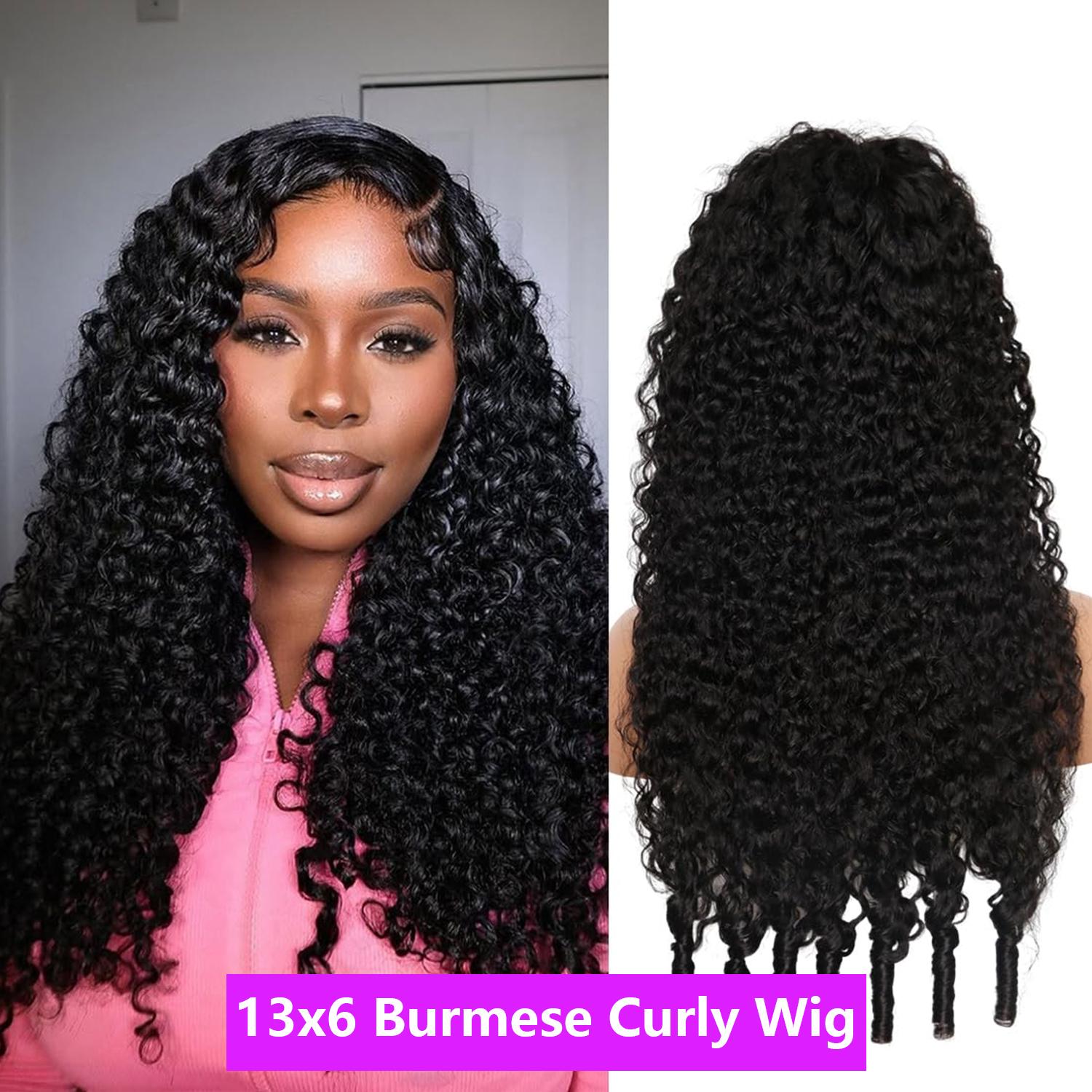 Bling Hair Transparent Brazilian 13x6 Deep Wave Lace Front Human Hair Wigs For Women 180 Density HD 13x6 Kinky Curly Lace Frontal Wigs 36 38 Inch Natural Black Color Preplucked Hairline Wigs