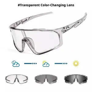 Unisex Photochromic Cycling Sunglasses, Windproof UV Protection Sports Eyewear, Day Night Outdoor Glasses for Road Bike Hiking
