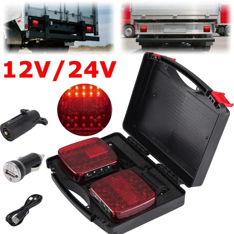 LED Wireless Magnetic Trailer Lights Kit, Rechargeable IP67 Waterproof Tow Set with Strong Magnet, USB Port, PP Plug Adapter for Trucks – Works as Car Indicator Lights