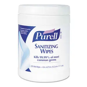 Purell  Sanitizing Hand Wipes- 6 x 6.75- White- 270 Wipes per Canister