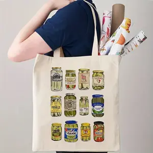 SUMMER SALE  Pickle Tote bag, Canvas shoulder bag, Women's reusable shopping bag, Book Bag, Funny reusable tote bag