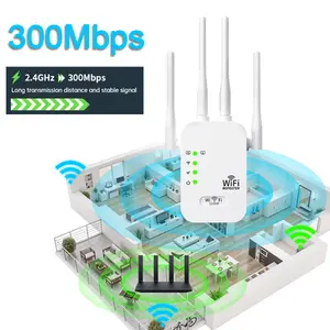 300㎡ WiFi Extender with 4 Antennas - Home Range Booster for Thick Walls