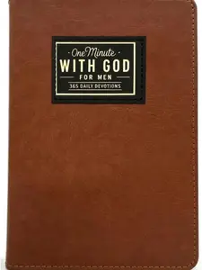 2026 One Minute with God Daily Devotional for Men,365 days of daily prayer brown book, Bible prayer tracking diary