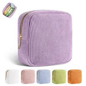 Corduroy Period Bag for Teen Girls - Menstrual Pad & Tampon Holder for Purse (Purple) Organiser