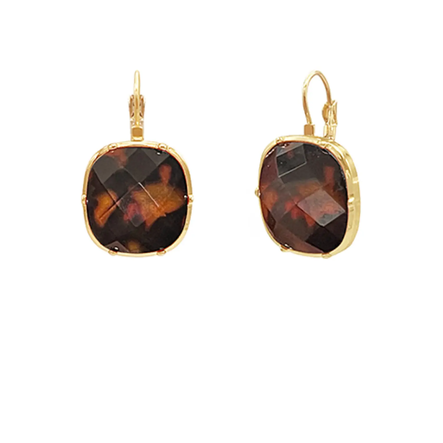 Tortoiseshell Statement Earrings for Women, Faceted Acrylic Dangles with Leverback Closure, Fashion Chic Accessories, Casual Trendy Jewelry, Versatile Earrings, Drop Earrings