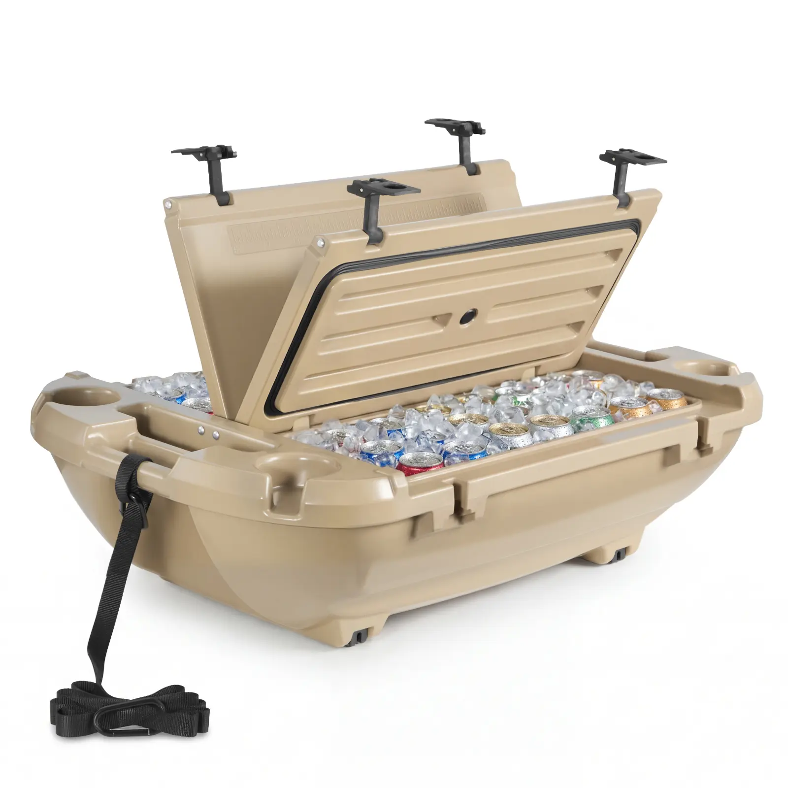 【SummerFinds】VEVOR 40 QT Floating Ice Chest Cooler, Premium LLDPE Amphibious Unit with Dry Storage & Tow Rope, Camping Equipment for Lake & Pool Use, Stable on Water & Land, Apricot