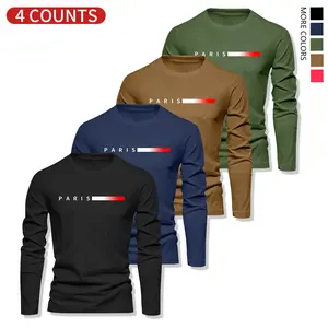 Men's autumn and winter leisure, letter printing, suitable printing long-sleeved middle-neck bottoming shirt, suitable for casual going out, walking, sports, golf, daily activities