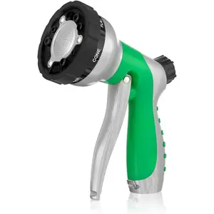 RESTMO Heavy Duty Metal Garden Hose Nozzle, Hose Spray Nozzle with Removable Spray Disc & Trigger Control, High Pressure Sprayer with 6 Adjustable Watering Patterns, for Plants, Car & Pet Washing