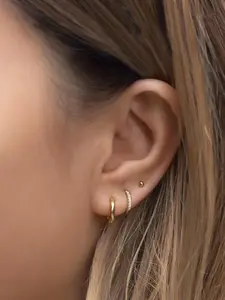 Women & Men Huggie Earrings Set, 14k Gold Plated Hypoallergenic Lightweight Jewelry, Sensitive Ear Friendly Daily Wear Accessories