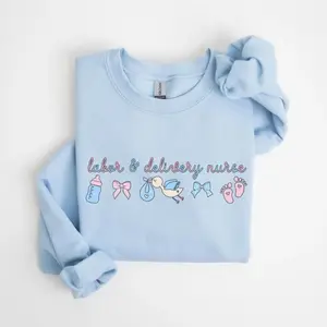 Labor & Delivery Nurse Sweatshirt • Coquette LD Nurse Stork Work Sweater • Labor and Delivery Unit Nurse Gifts • OB Nurse • Nursery RN Gift
