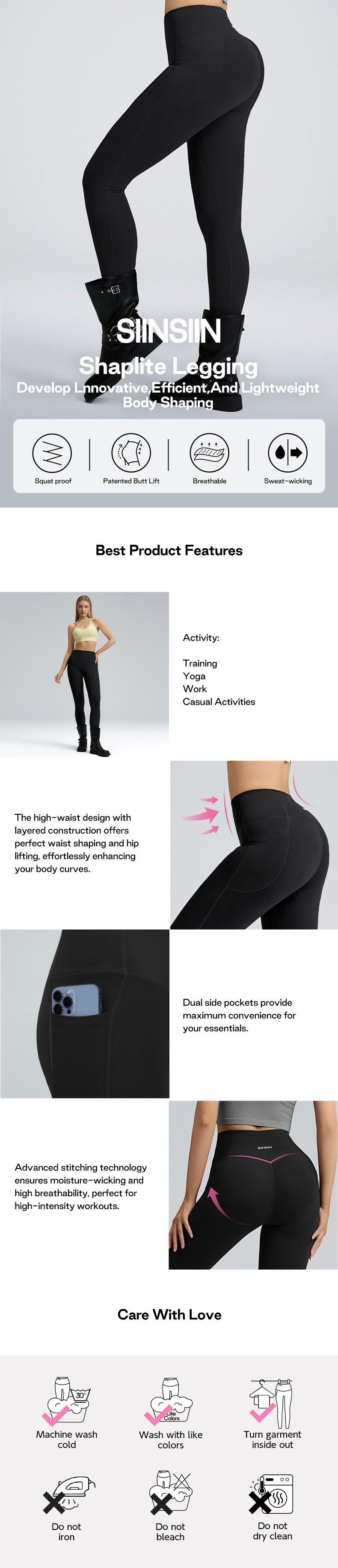 SIINSIIN Shaplite Shaping Leggings - High-waisted, butt-lifting, 7/8 & Full Length for Running, Cycling, Gym - Buy 2 Get Free Socks