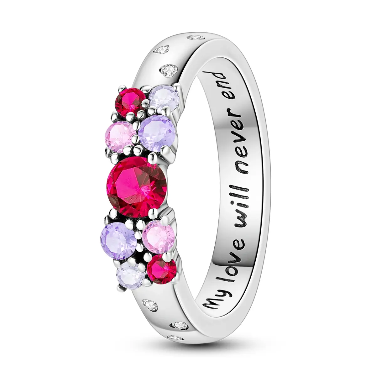 NARMO Women's Love Endless Ring - 925 Silver Ring with Colorful CZ Gemstones, Romantic Commitment Jewelry for Valentine's Day, Anniversary and Engagement