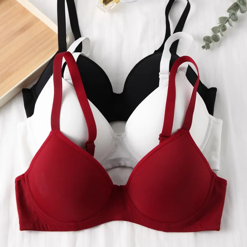 Women's Solid Adjustable Strap Everyday Bra, Soft Comfortable Underwire Lingerie Top, Basic Underwear for All Seasons, Daily Wear Bra