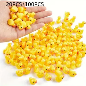 Mini Duck Statues, 100-Piece Resin Animal Figurine Set for Miniature Garden, Aquarium, Home Decor, Party Games and Office Ornaments