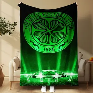 Celtic Football Club Pattern Blanket, Soft Flannel Fabric, Ideal for Home Office Travel Use, Warm Nap Blanket, Perfect Fan Gift