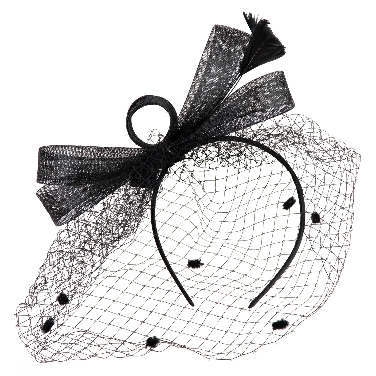 Women's Side Sinamay Loop and Mini Pom Pom Clip On Fascinator