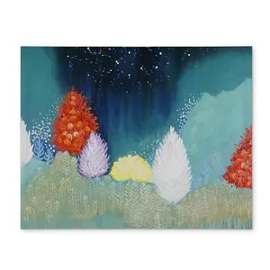 360 stand Stylish Rectangular Easy-Care Nature Theme Placemat - 14x18 in Blue Landscape with Colorful Trees, Kitchen Tableware, Home Decor, Model CPPM14180SLZWA