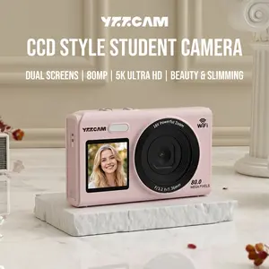 5K Ultra HD 80MP Front and Rear Dual-Screen CCD Camera , Includes a 32GB SD Card | Supports WiFi Transfer to Your Phone | Beauty Selfie Mode Designed for Students | Portable Campus Camera | The Perfect Gift for Female Students for Graduation, or Birthdays