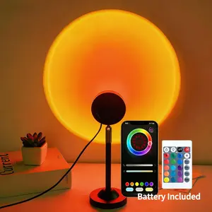 Sunset Lamp w/ APP/Remote Control, Upgraded Multi-Color Changing w/ Various Modes, Dimmable & Timing Function, Music Rhythm LED Sunset Light Night Light, Projector light for Bedroom, Gaming Room, Live Streaming Photography, Parties & Home Wall Decor