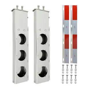 Stainless Steel Mud Flap Hanger Set, 2.5" Bolt Spring, 2-1/2" Bolt Spacing 30" Length Rear Bar with Circle Light Cutouts, Loaded with Aluminum Reflective Tapes for Semi Trucks