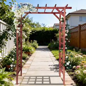 85 Inch Wooden Garden Arbor, Solid Fir Wood Trellis for Climbing Plants, Easy Assembly Outdoor Arch for Wedding & Backyard