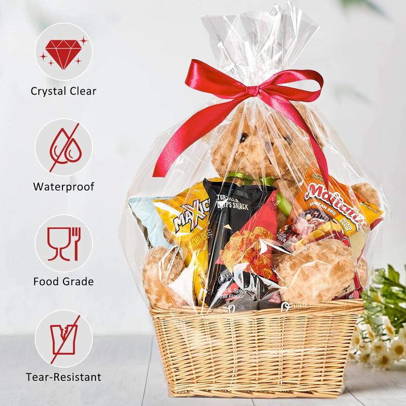 40"x 50" Cellophane Bags, 6 count Clear Cellophane Wrap 3 Mil Thick Plastic Wrapping Bags for Baskets Birthday Shower Party Favors 40"x 50" Cellophane Bags, 6 count Clear Cellophane Wrap 3 Mil Thick Plastic Wrapping Bags for Baskets Birthday Shower Party Favors