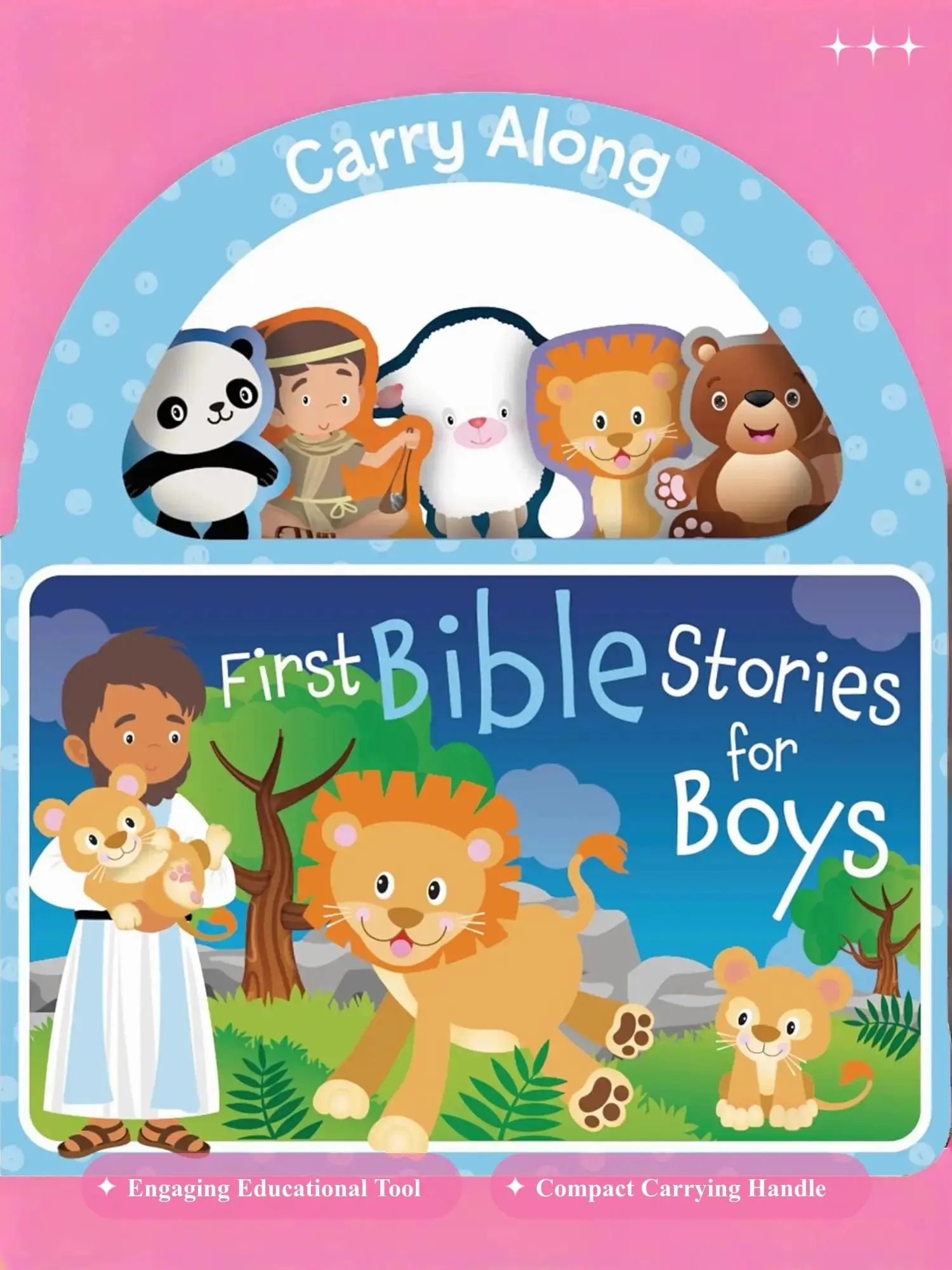 Toddler Bible Carry Along Board Book - Compact Portable English Book with Compact Carrying Handle, Simple Engaging Language, Bible Stories for Boys, Encourages Spiritual Journey, Introduces Religious Concepts